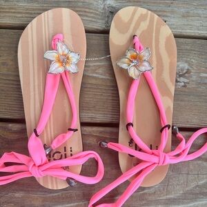 Joli womens foam ankle tie sandals size 9-10